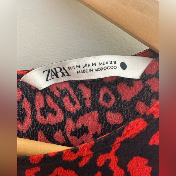 ZARA Red Leopard Printed Midi Tent Dress Women's Size M - Picture 5 of 15